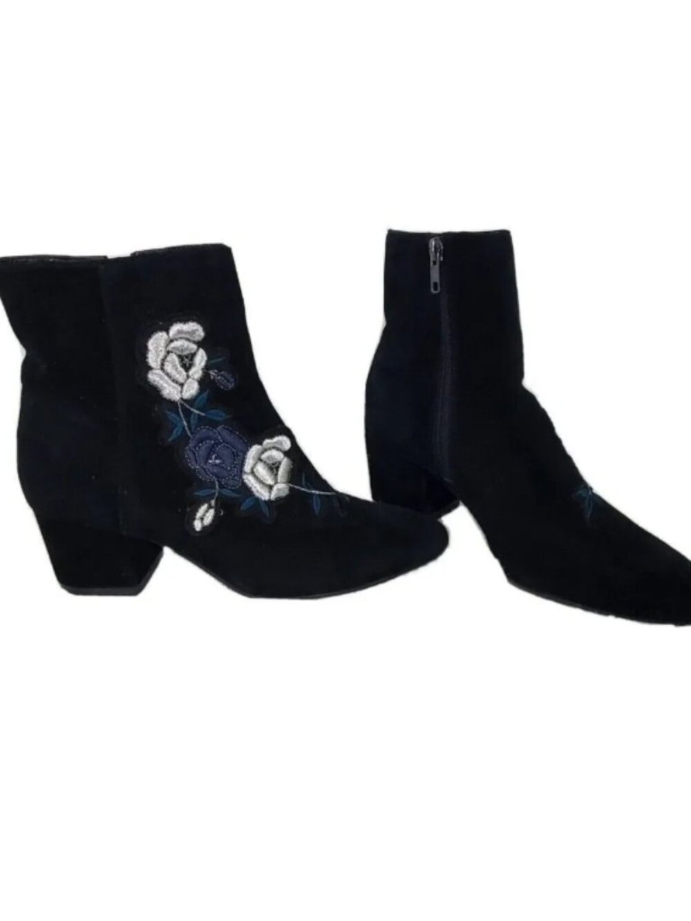 STEVEN Steve Madden Ankle Boots 6M Brooker Black Embroidered Flowers 2017